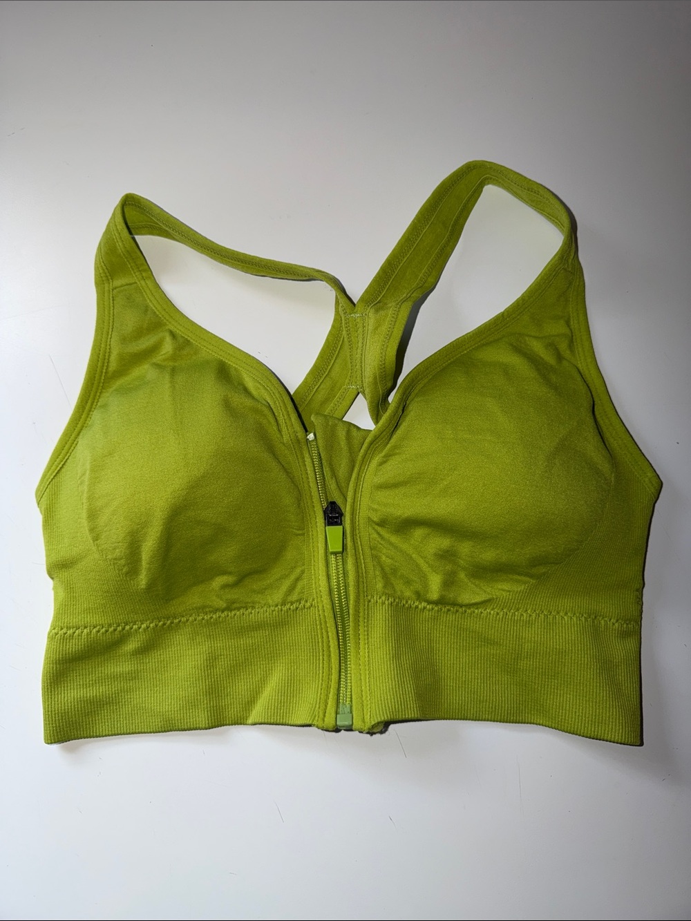 Women’s Front-Zip Sports Bra - Lime Green
